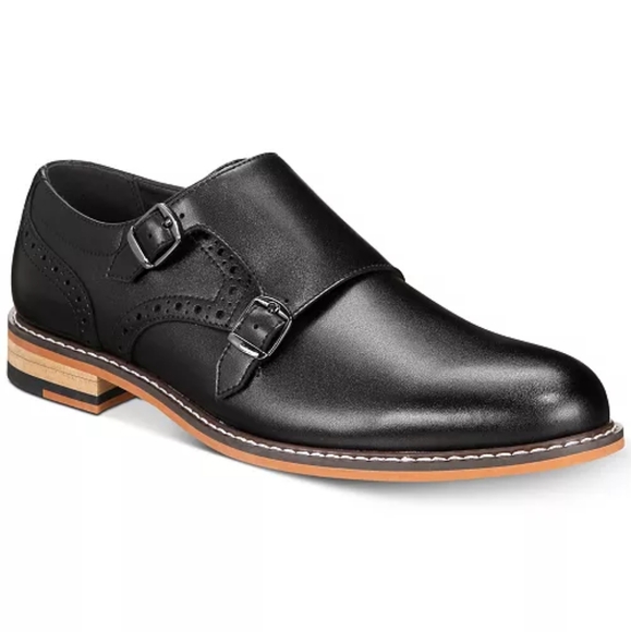 BAR III "Jesse" Black Leather Double Monk Straps Mens SZ 9.5 - Picture 1 of 6